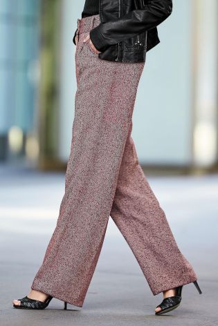 Berry Herringbone Slouch Trousers